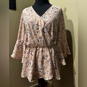 Everleigh Pink Floral Wrap Blouse Medium